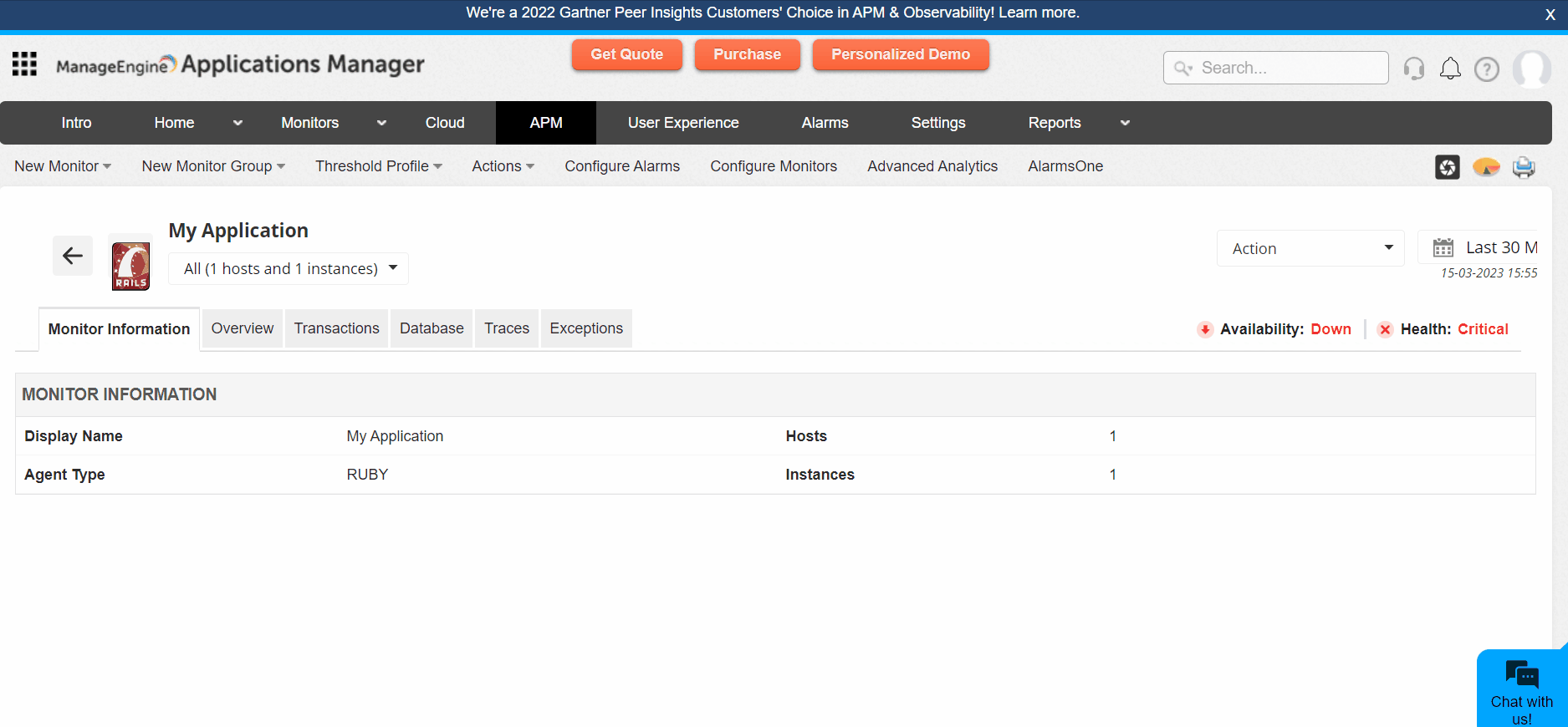 Applications Manager APM Insight Ruby Agent Configuration Options: Editing agent configuration profile settings