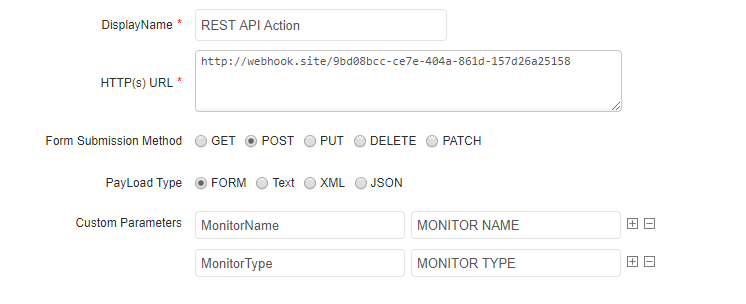Webhook / REST API Action - Custom Parameters