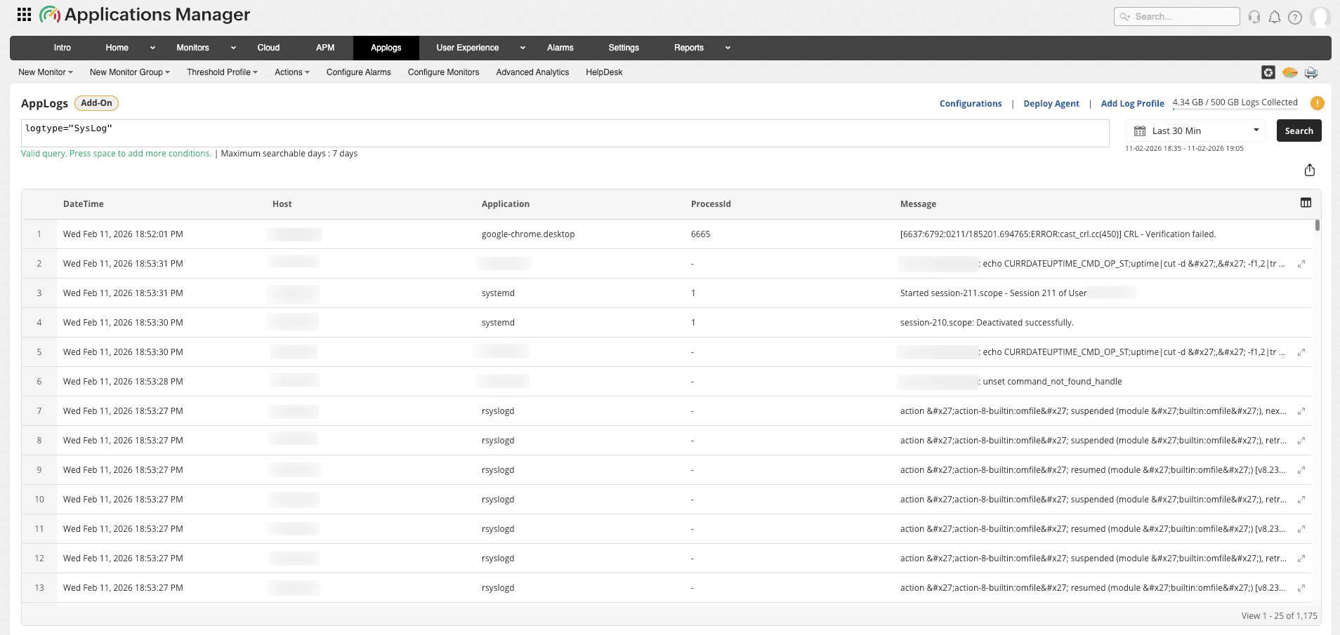 Application Log Monitoring - ManageEngine Applications Manager