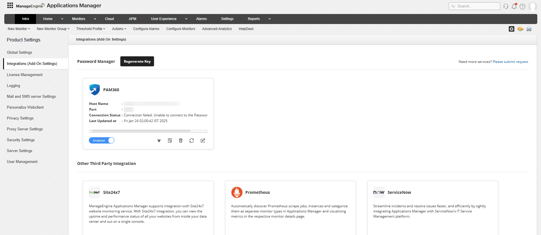PAM Integration - ManageEngine Applications Manager
