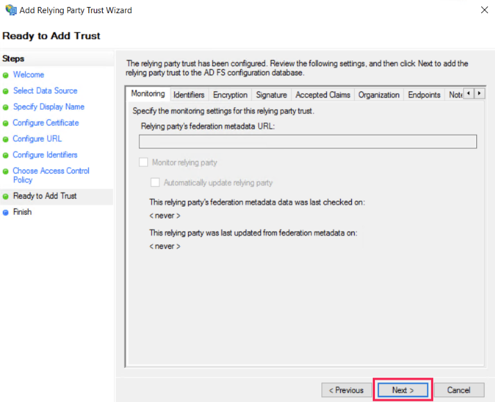 ready to add trust click on next