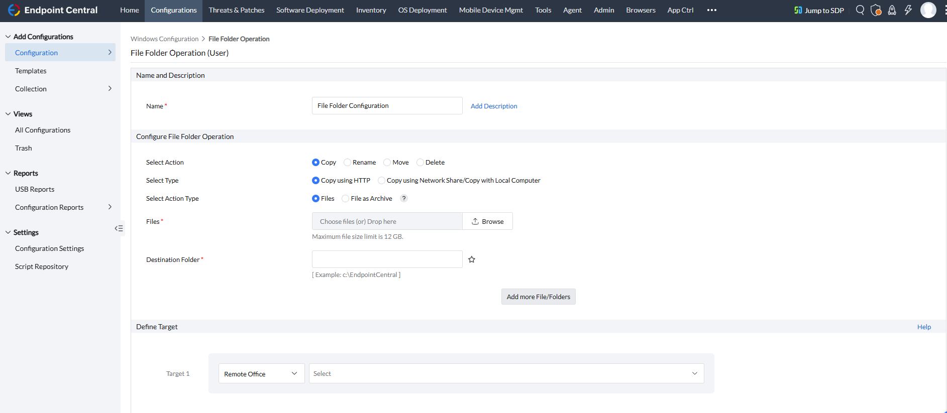 File Folder User Configuration