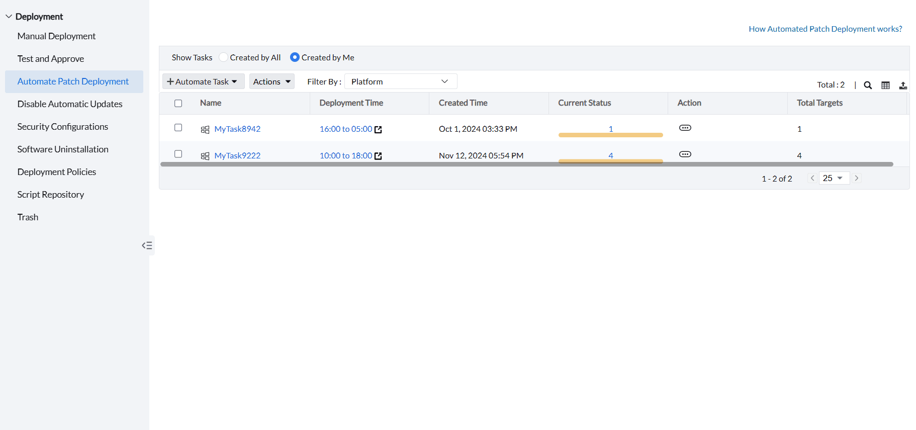 Assessing Automate Patch Deployment Tasks