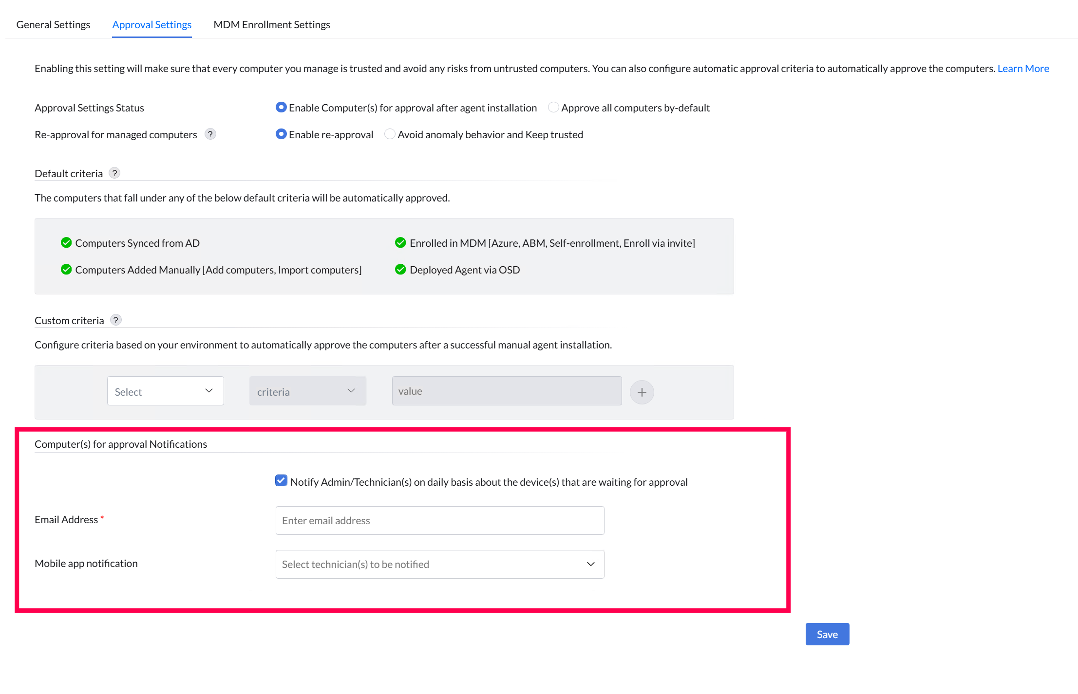 Automatic Approval of Computers