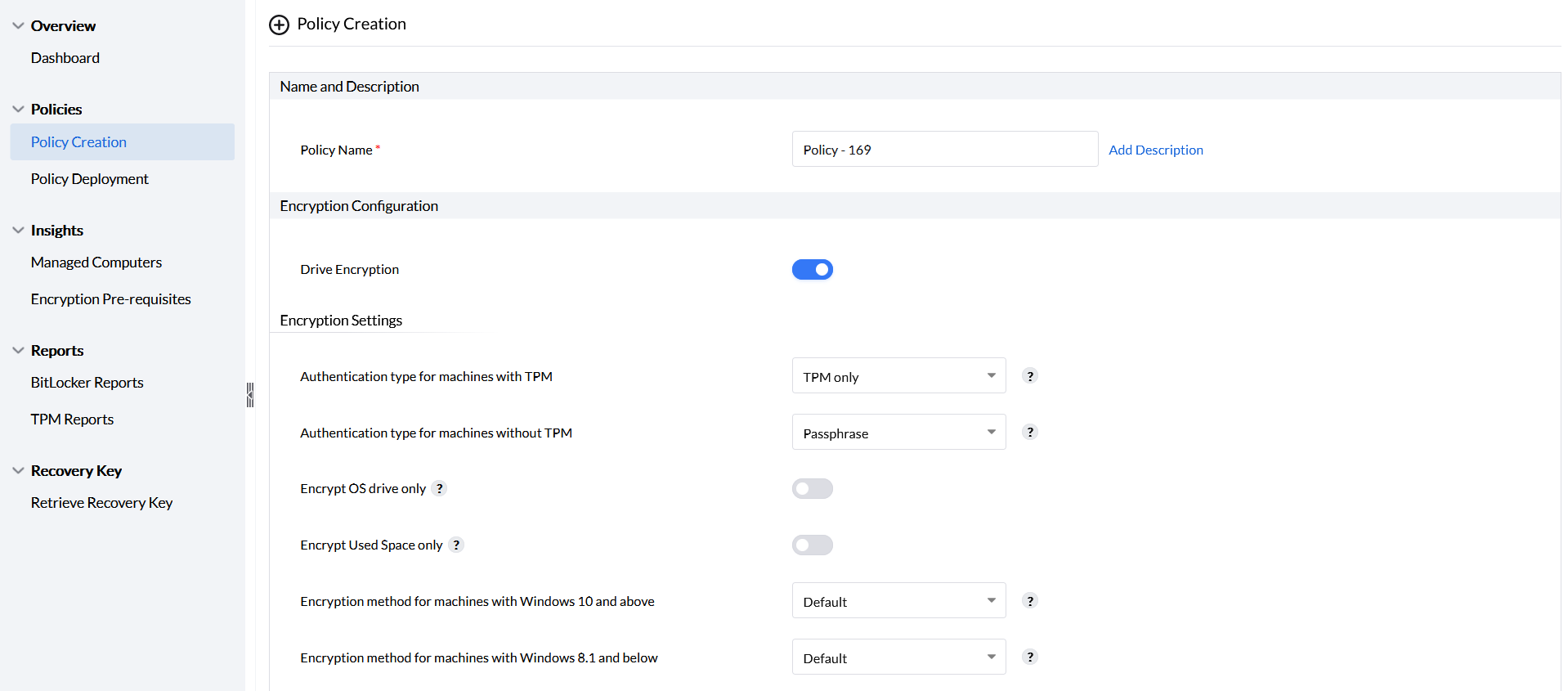 Bitlocker Policy Creation