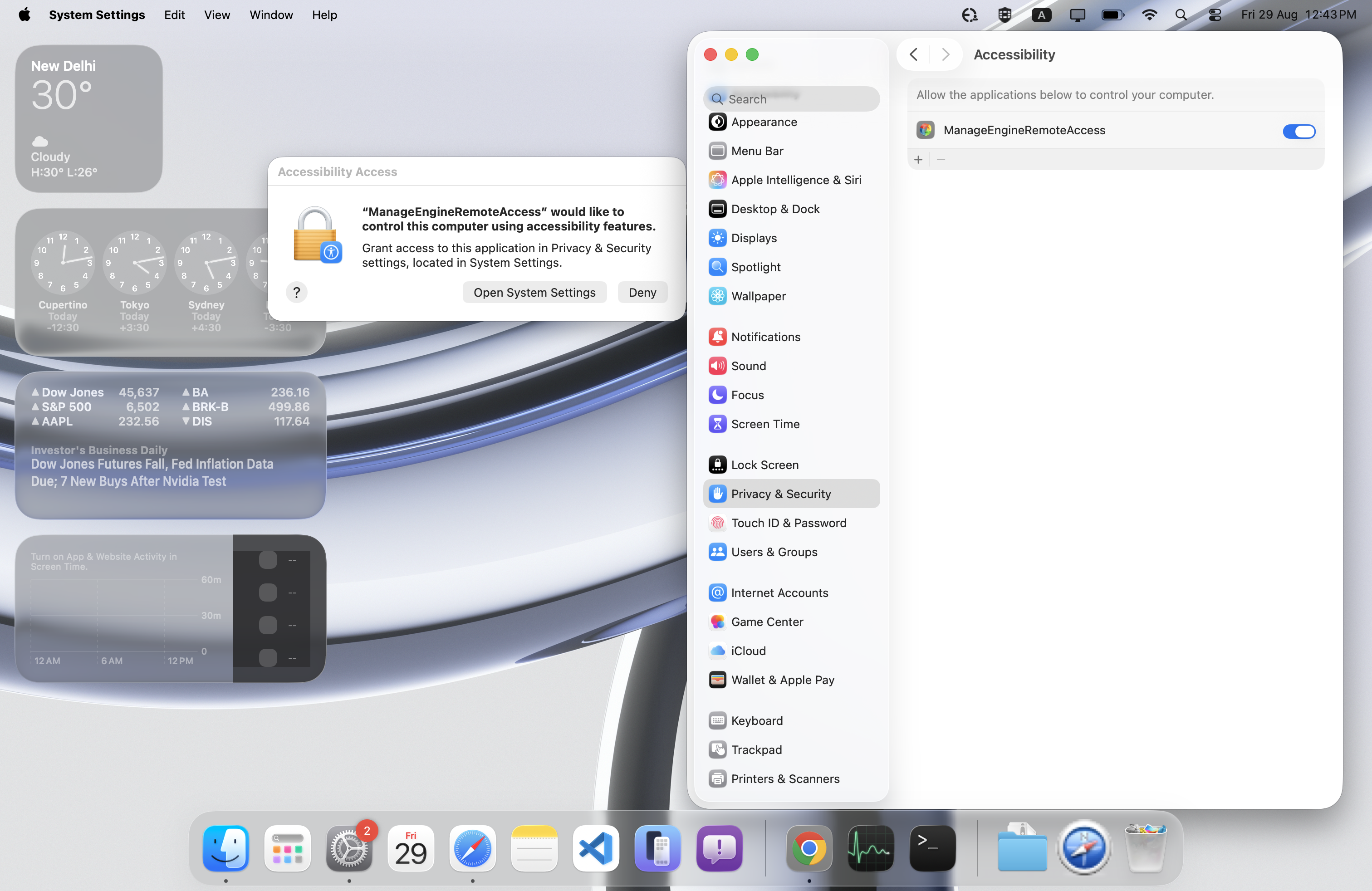 MAC 10.14 remote control error