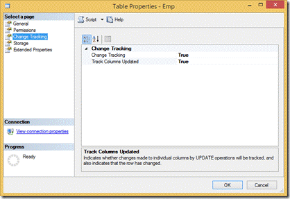 Enabling Change Tracking and tracking the updated columns.