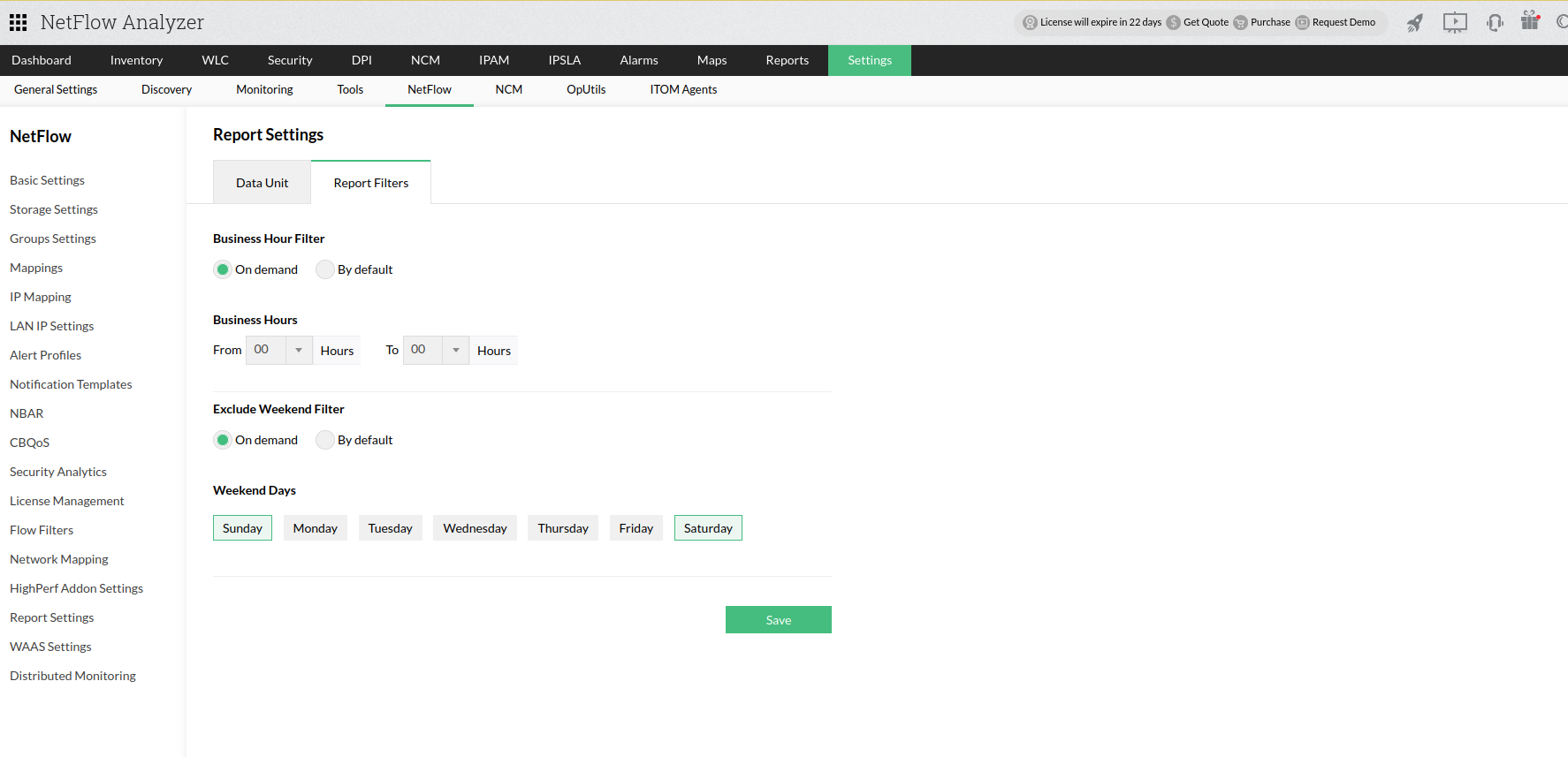 Configure Report Settings