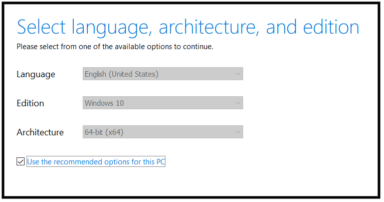 Choose the relevant language to proceed with the Windows 10 ISO creation Create Windows 10 bootable ISO - ManageEngine OS Deployer