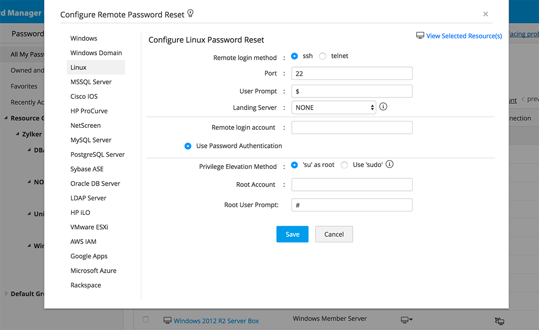 Automated password resets