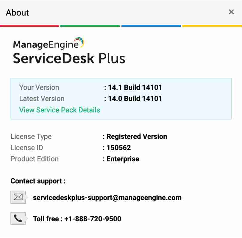 Locate ServiceDesk Plus Build Number