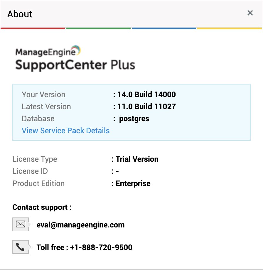 Locate SupportCenter Plus Build Number