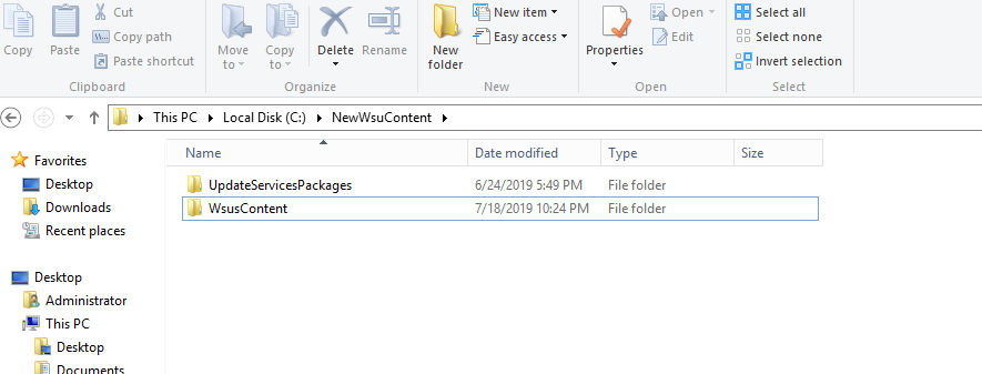 Navigation to WSUS content