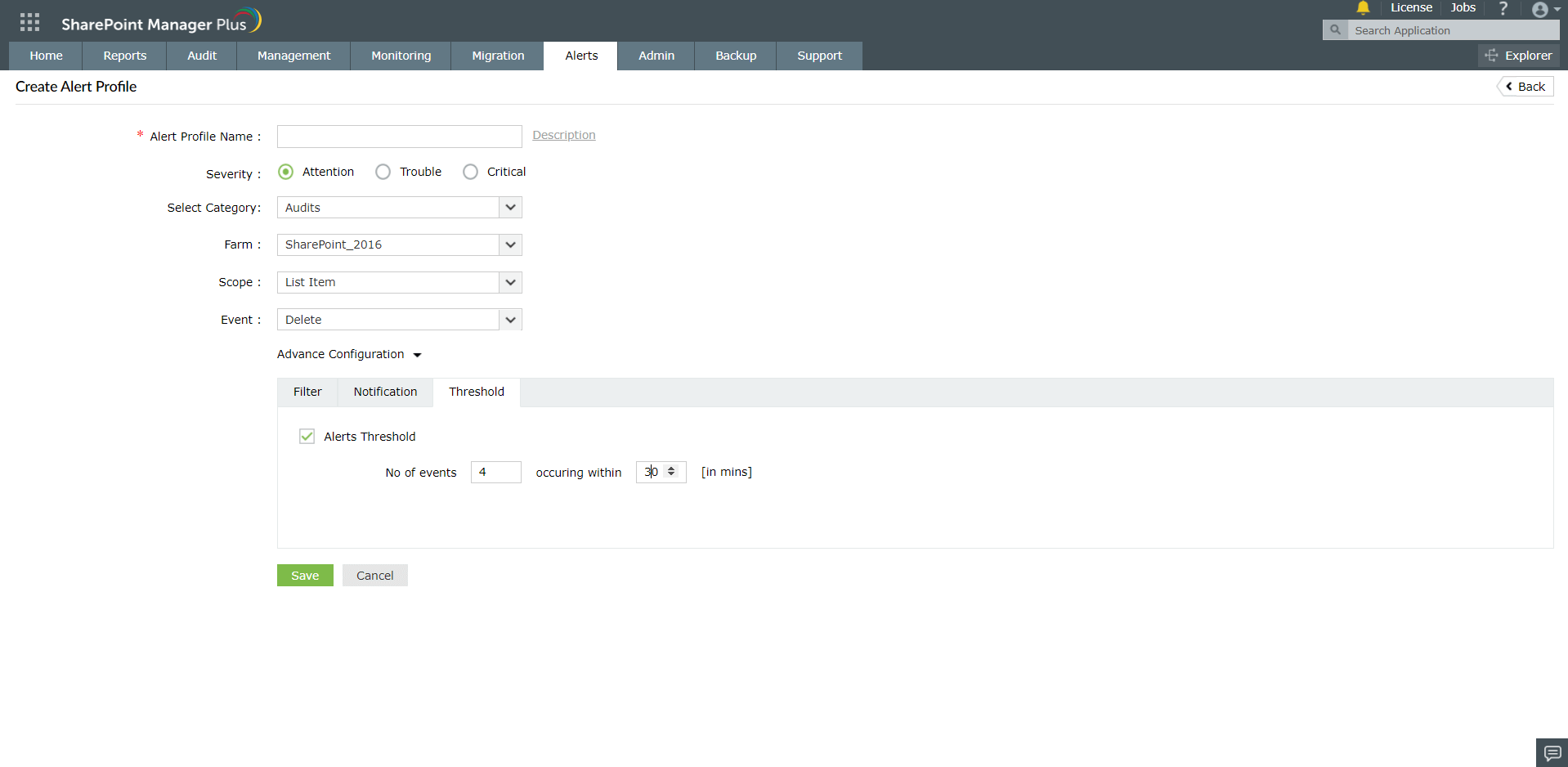 Setting up alert profiles