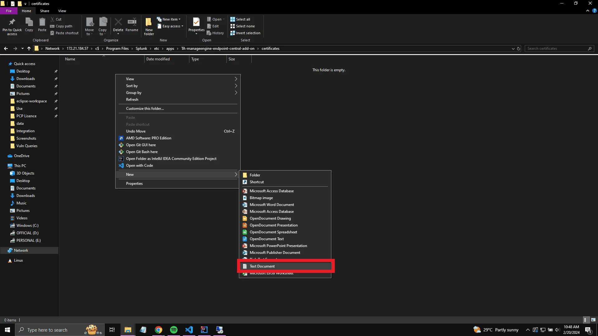CA-Bundle File Creation New text file being created inside the certificates folder