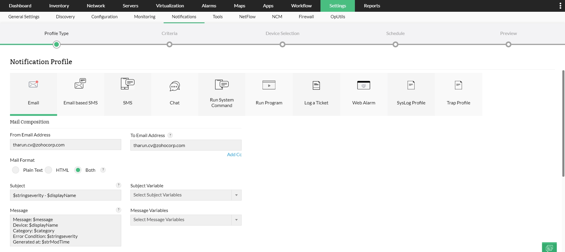 Central alerts and notifications Unified IT Operations Monitoring - ManageEngine OpManager Nexus