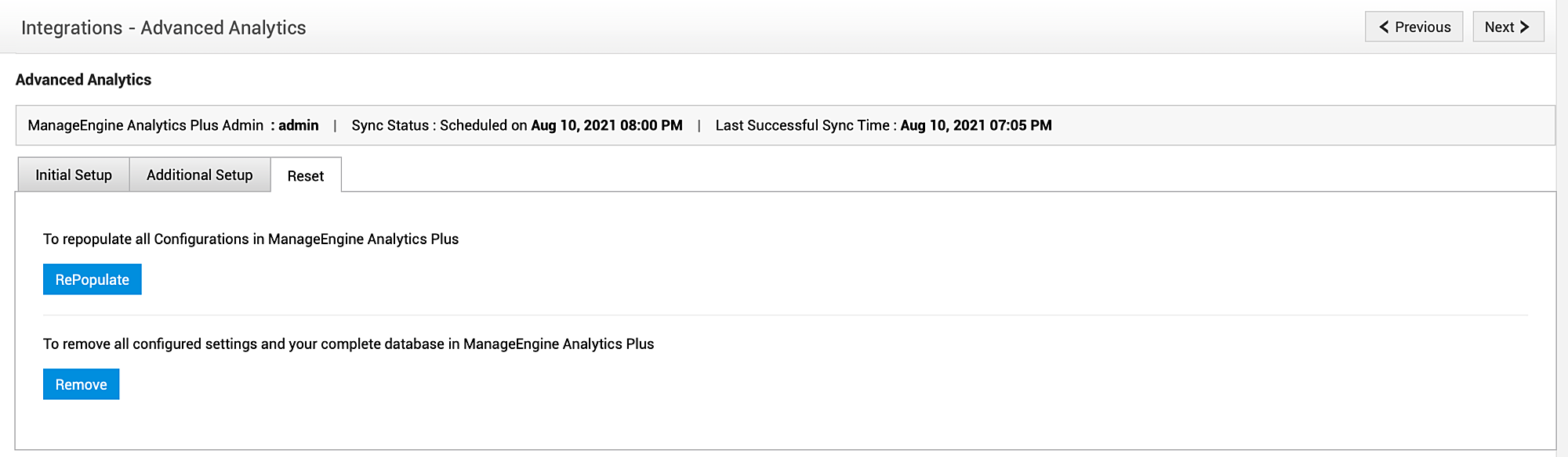 SDP - ManageEngine Analytics Plus / Analytics Plus Cloud Integración