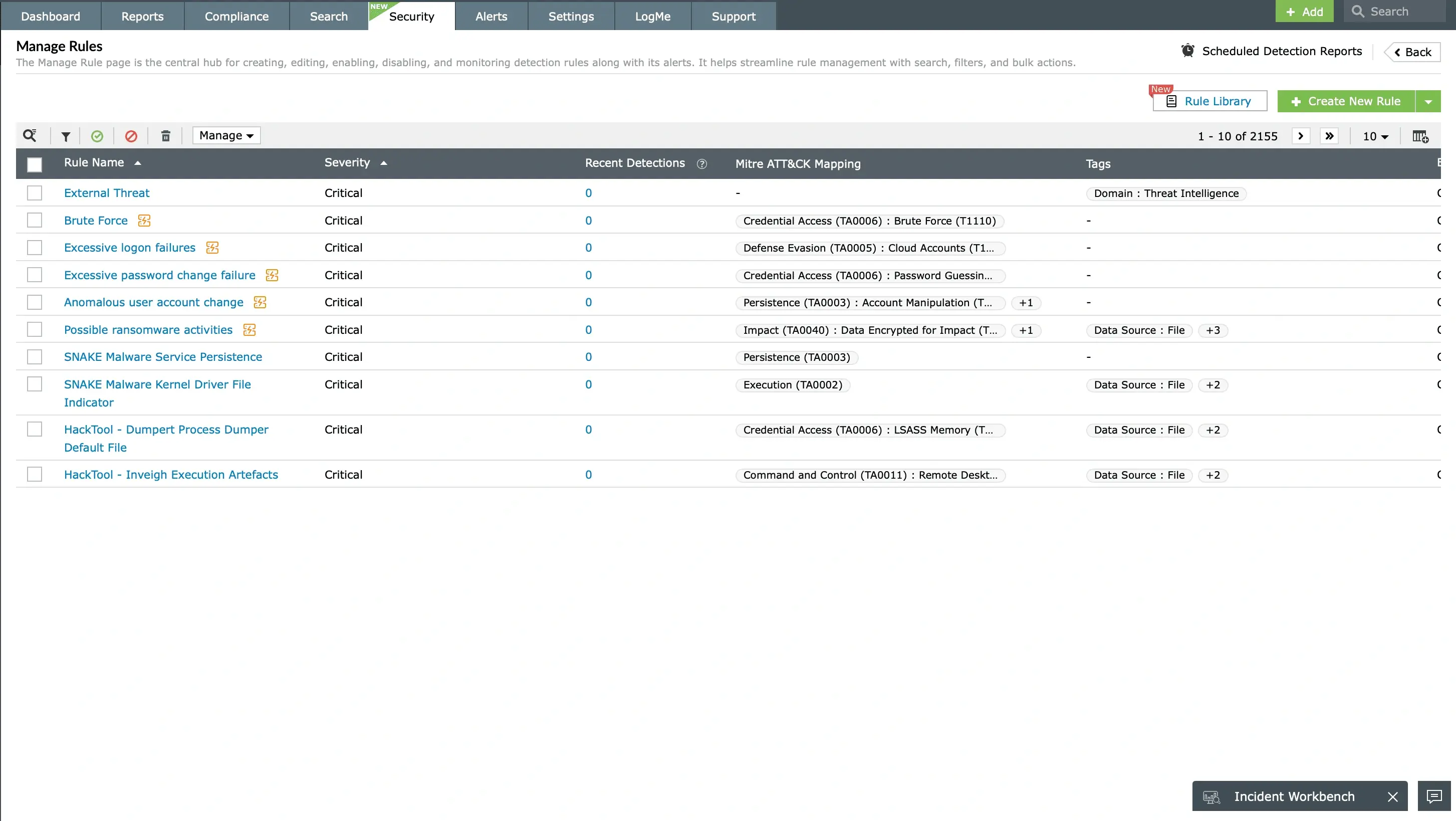 Robust detection process with 2,000+ threat rules