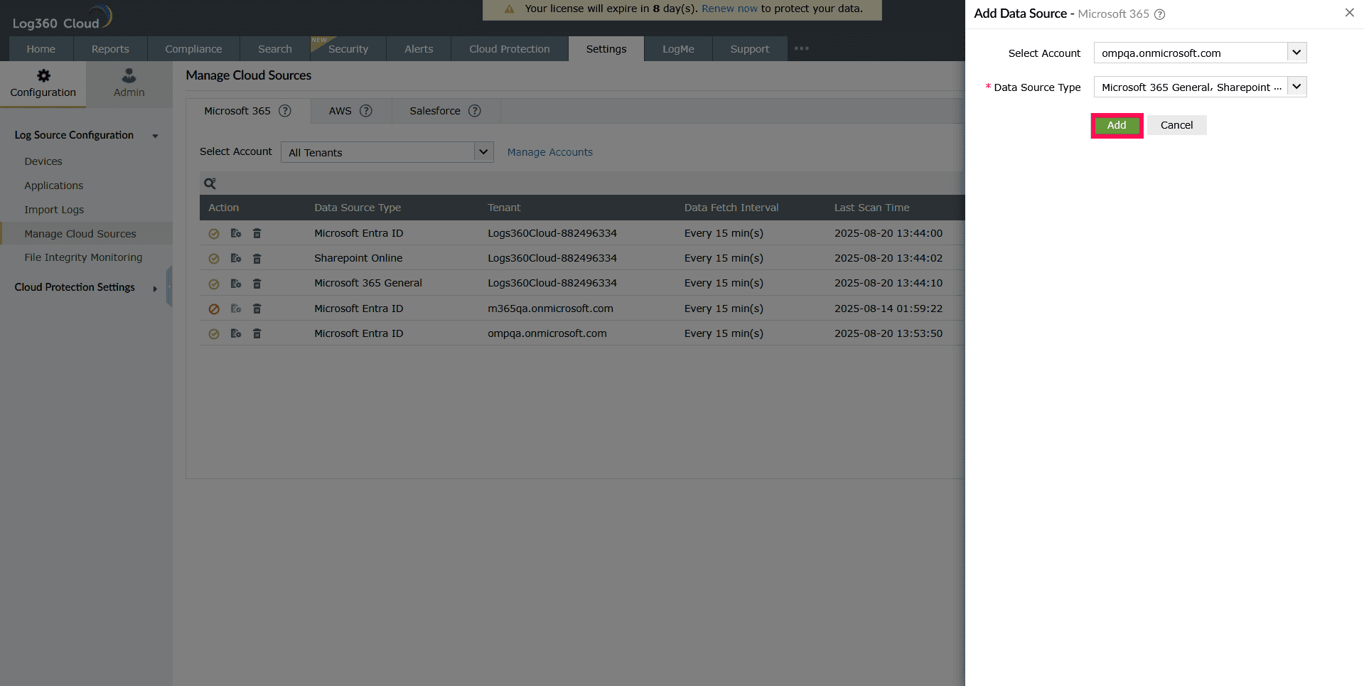 Adding a data source