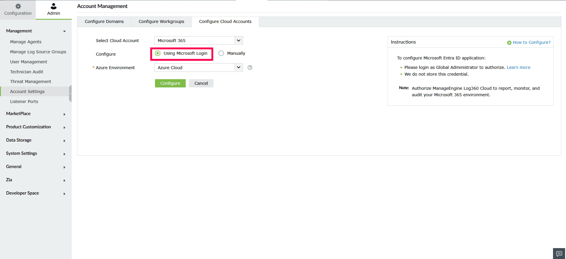 Configuring and managing