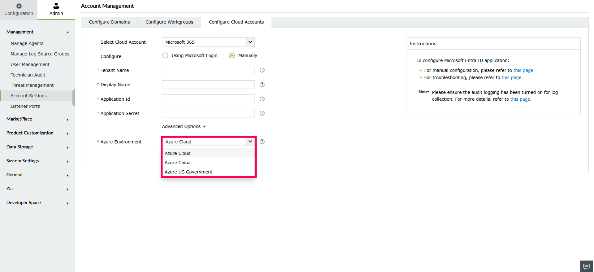 Configuring and managing