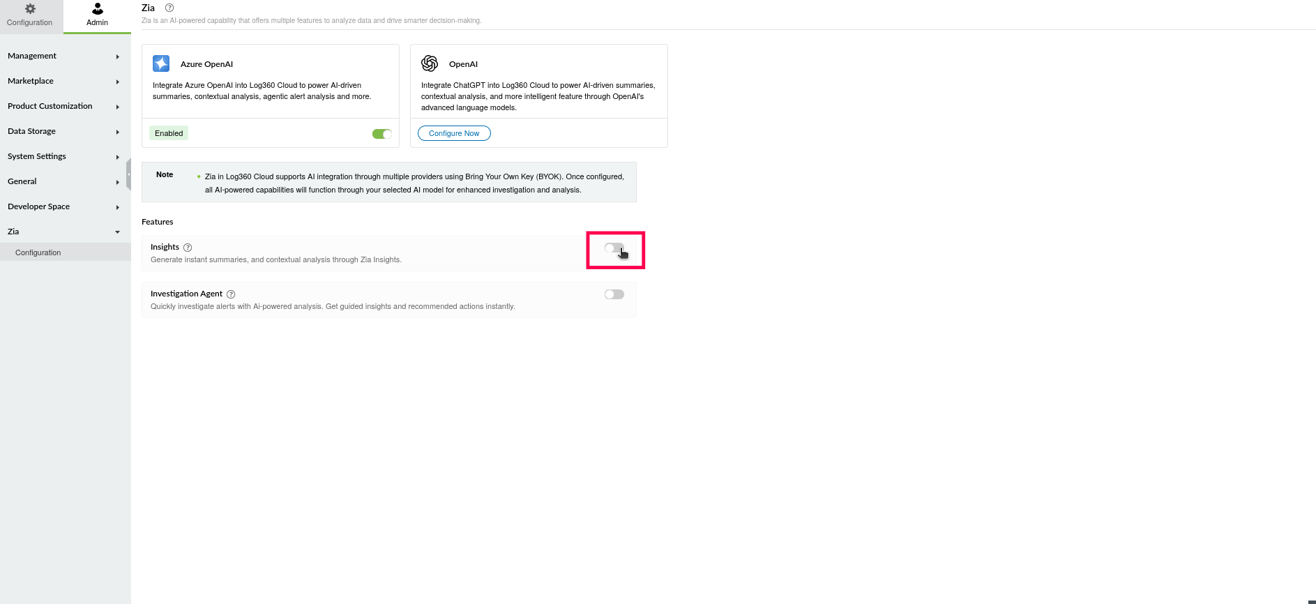 Configuring Azure OpenAI in ManageEngine Log360 Cloud