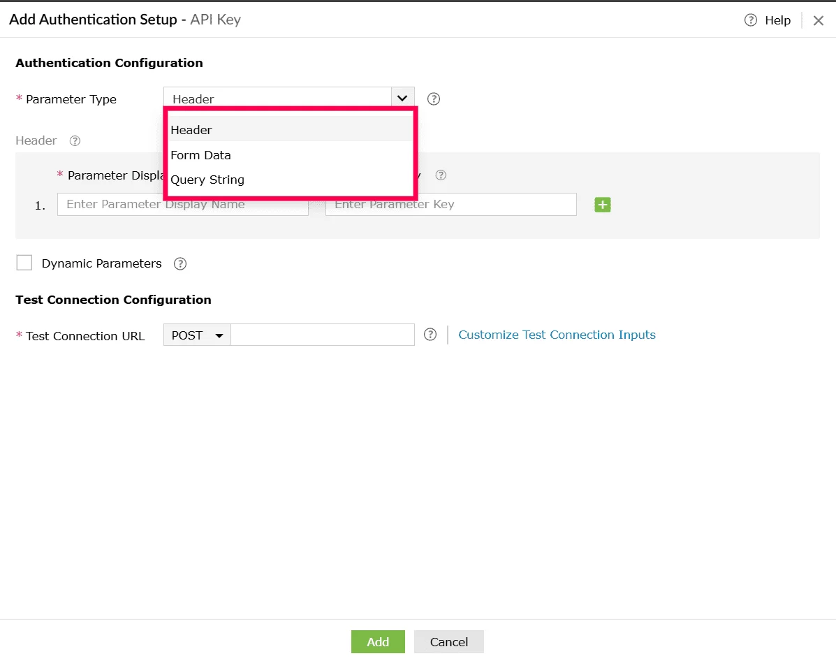 Selecting parameter type