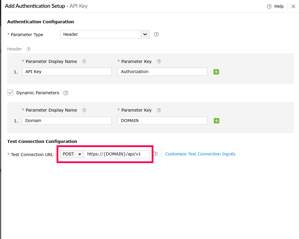 Configuring test connection for custom service