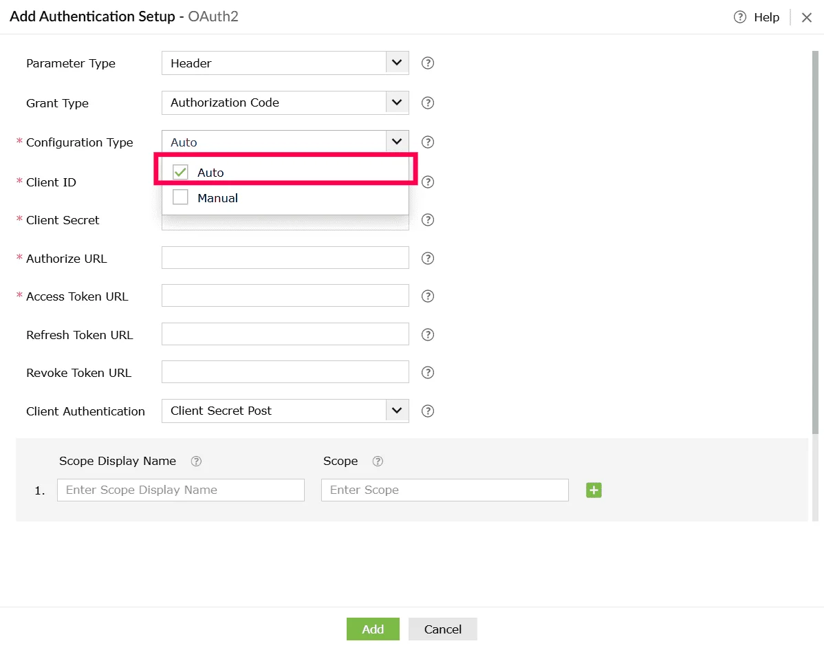 Selecting configuration type