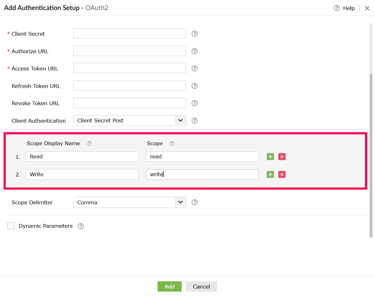 Configuring scopes