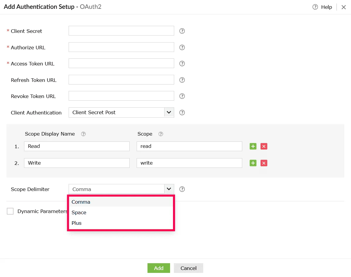 Selecting scope delimiters