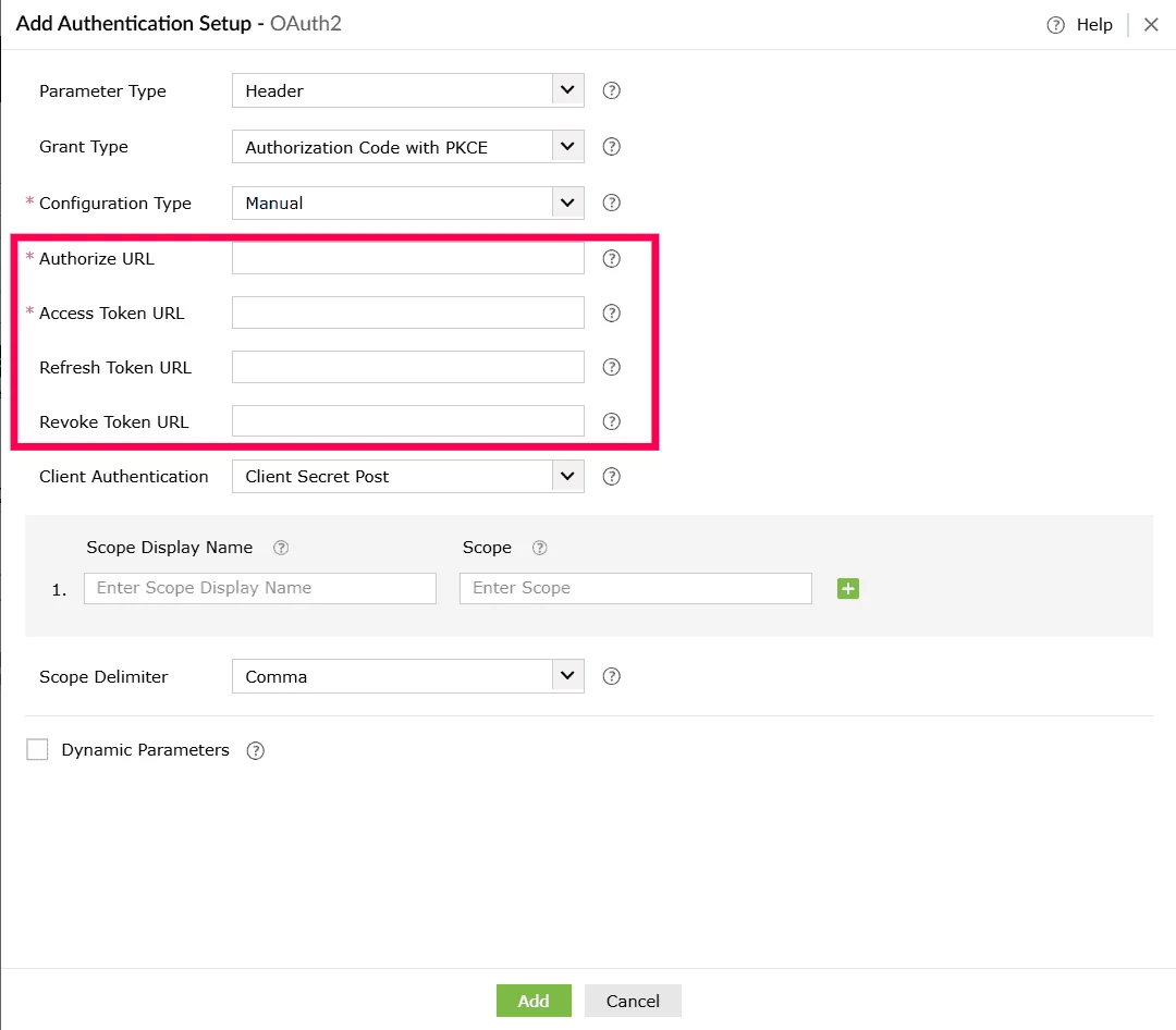 Configuring authentication setup
