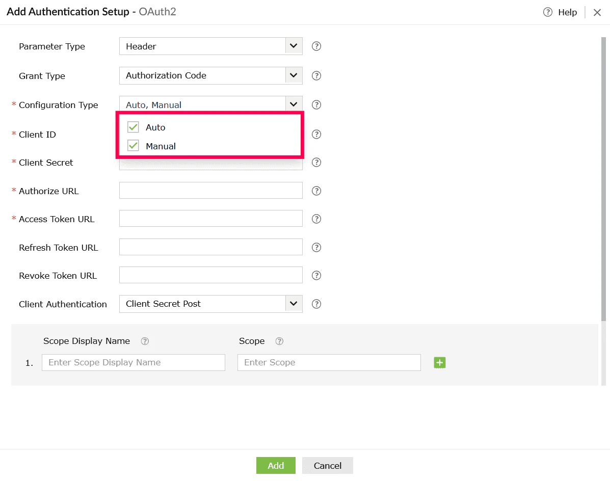 Selecting configuration type