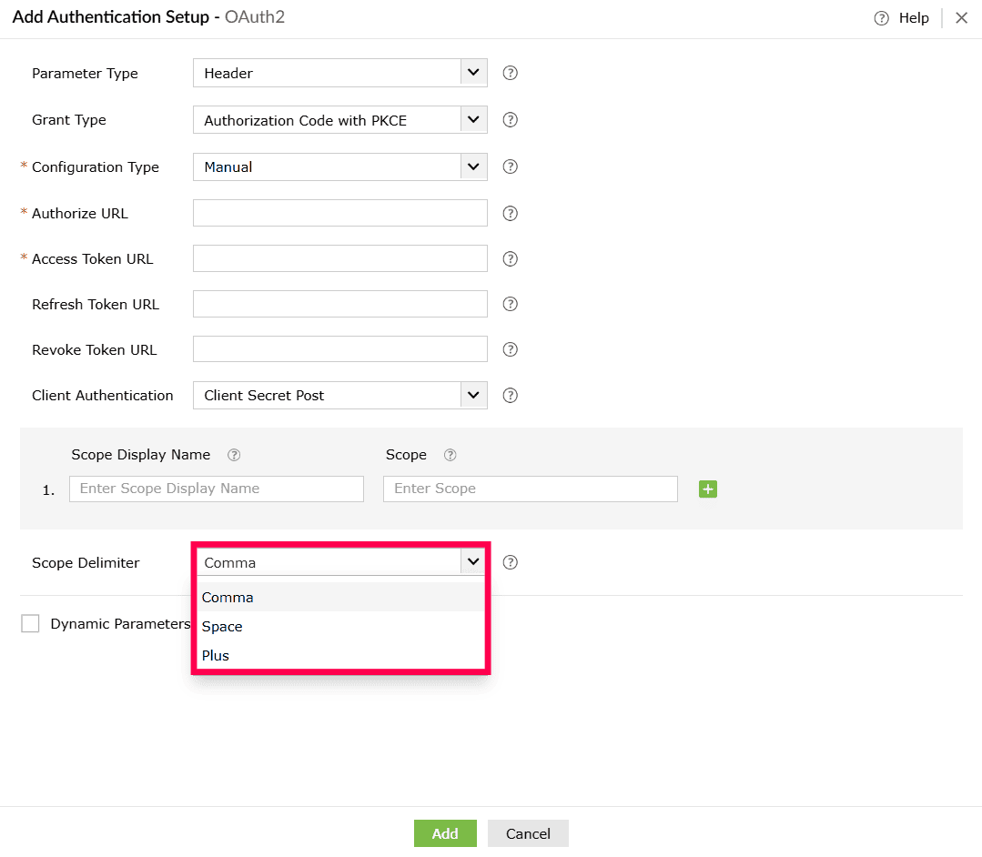 Selecting scope delimiters