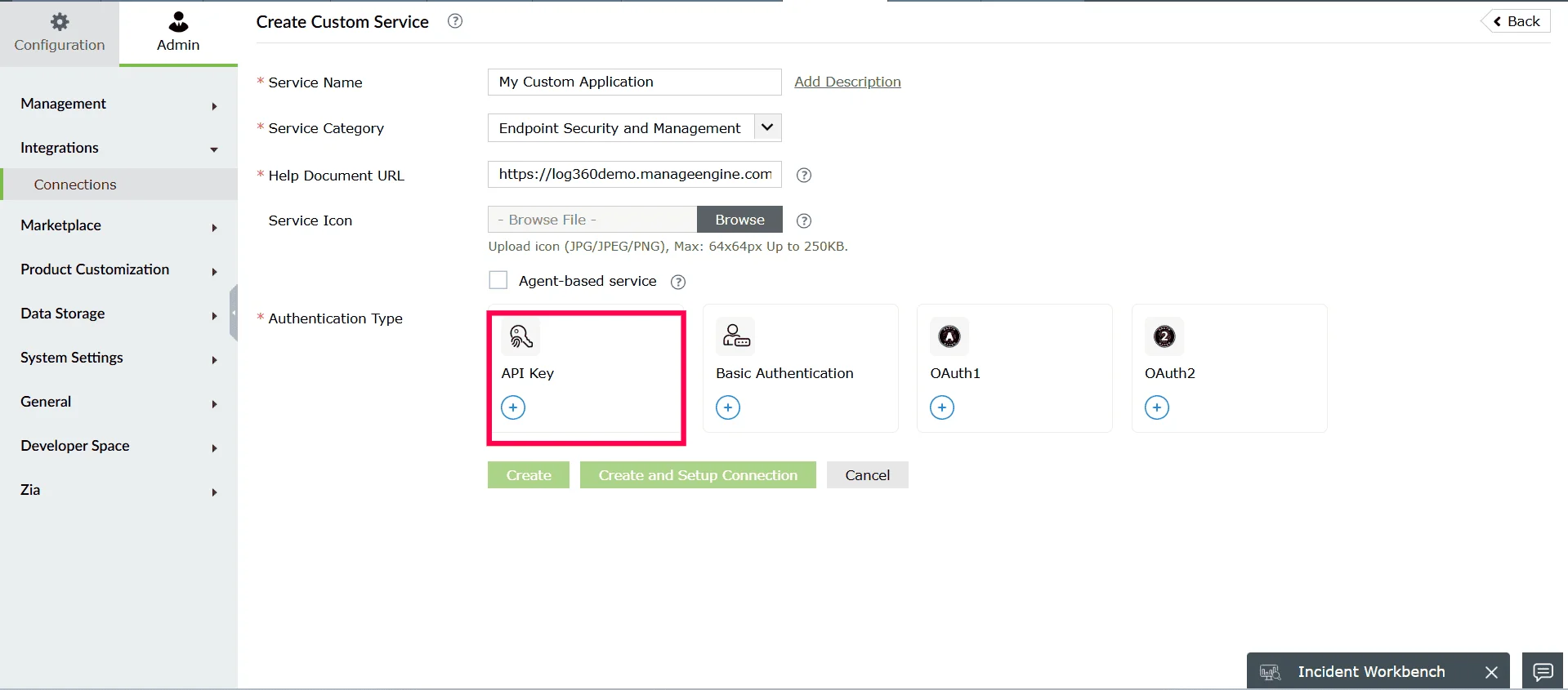 Selecting an authentication type