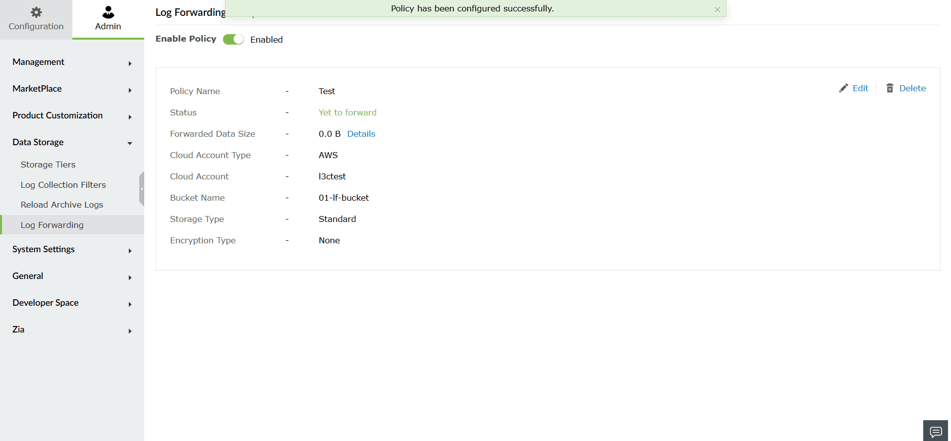 Log forwarding