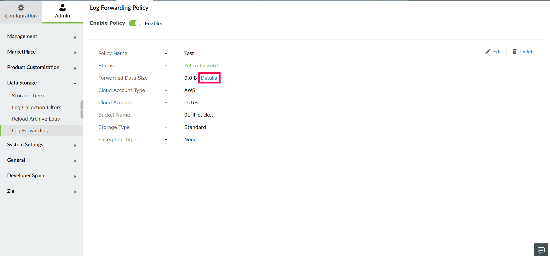 Log forwarding