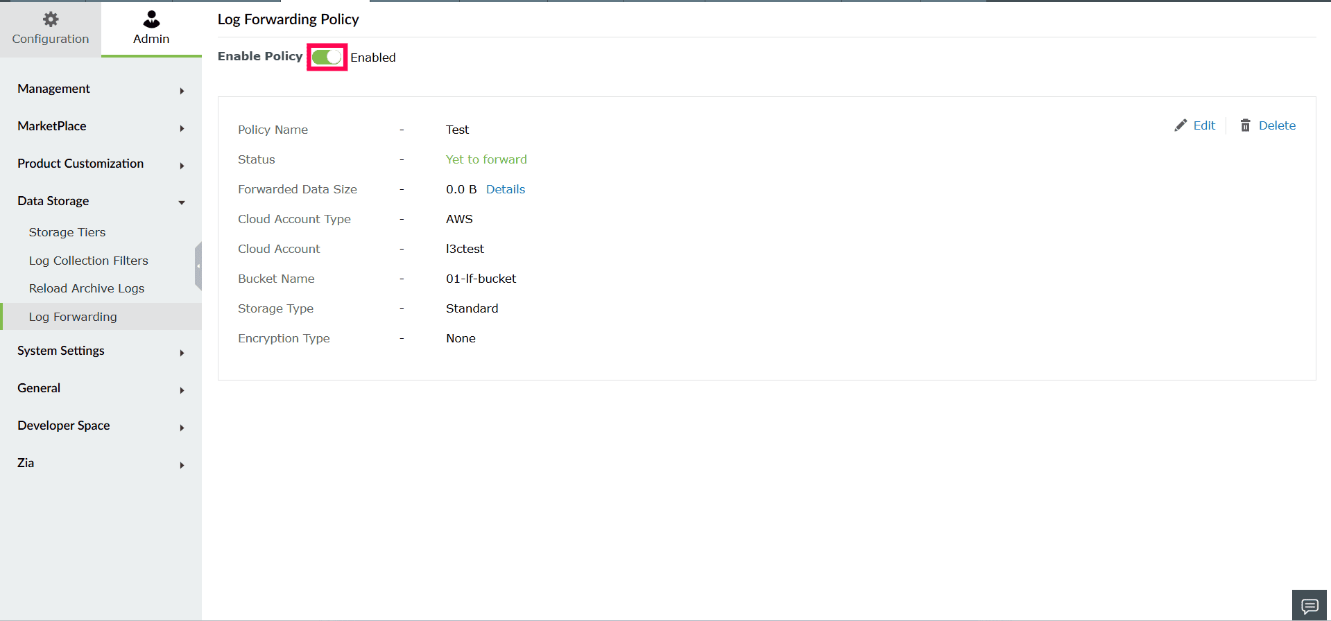 Log forwarding