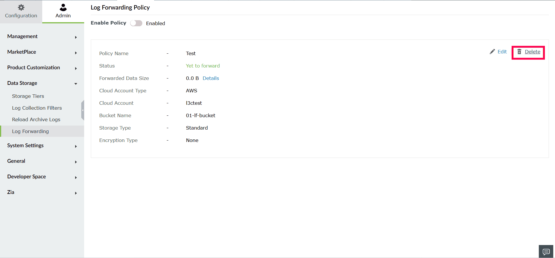 Log forwarding