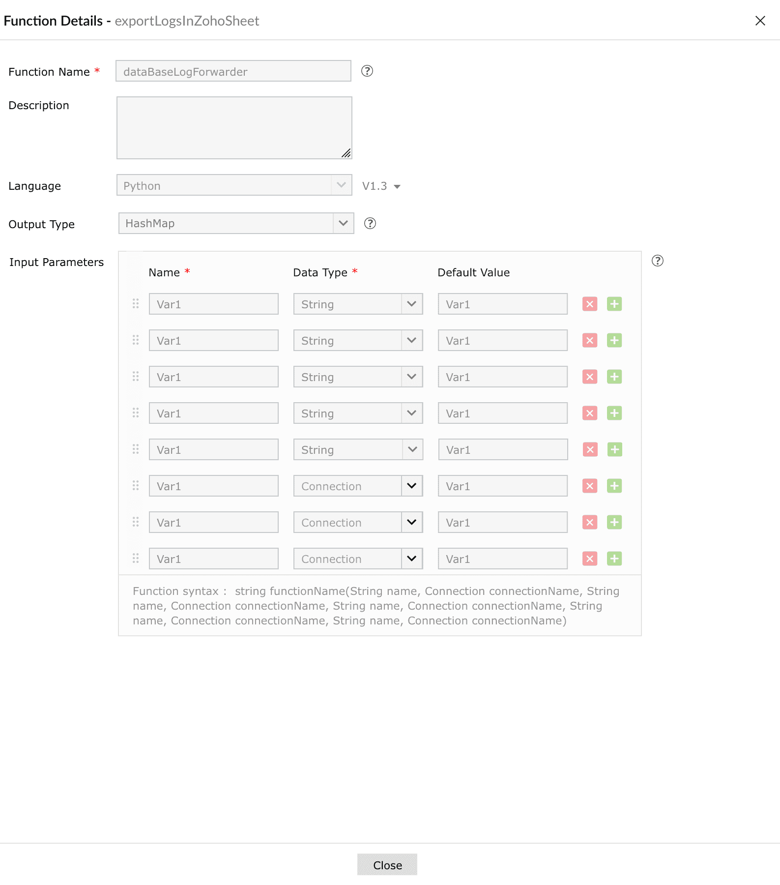Manage custom functions