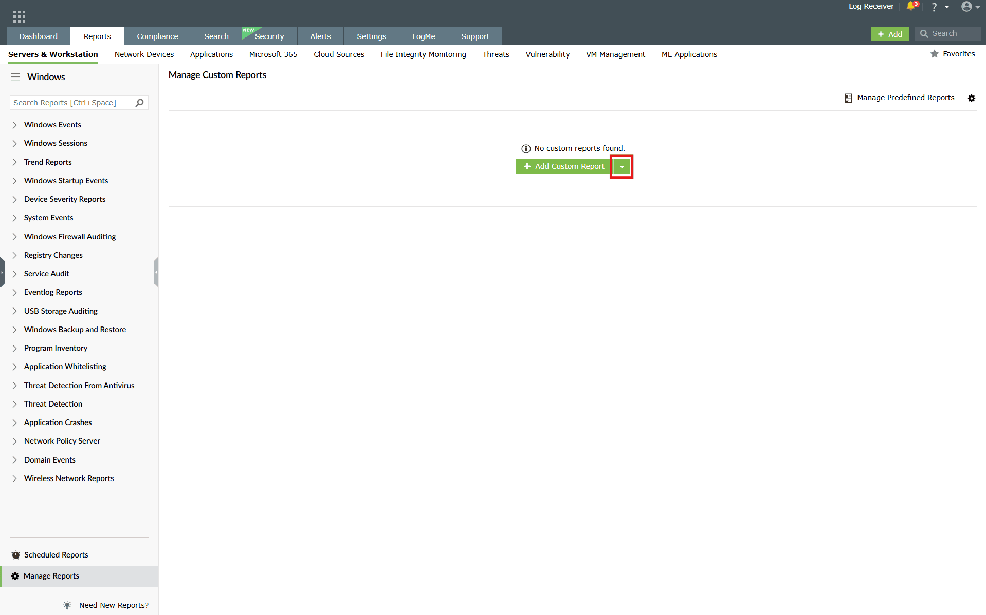 Delete scheduled reports in the manage rules module