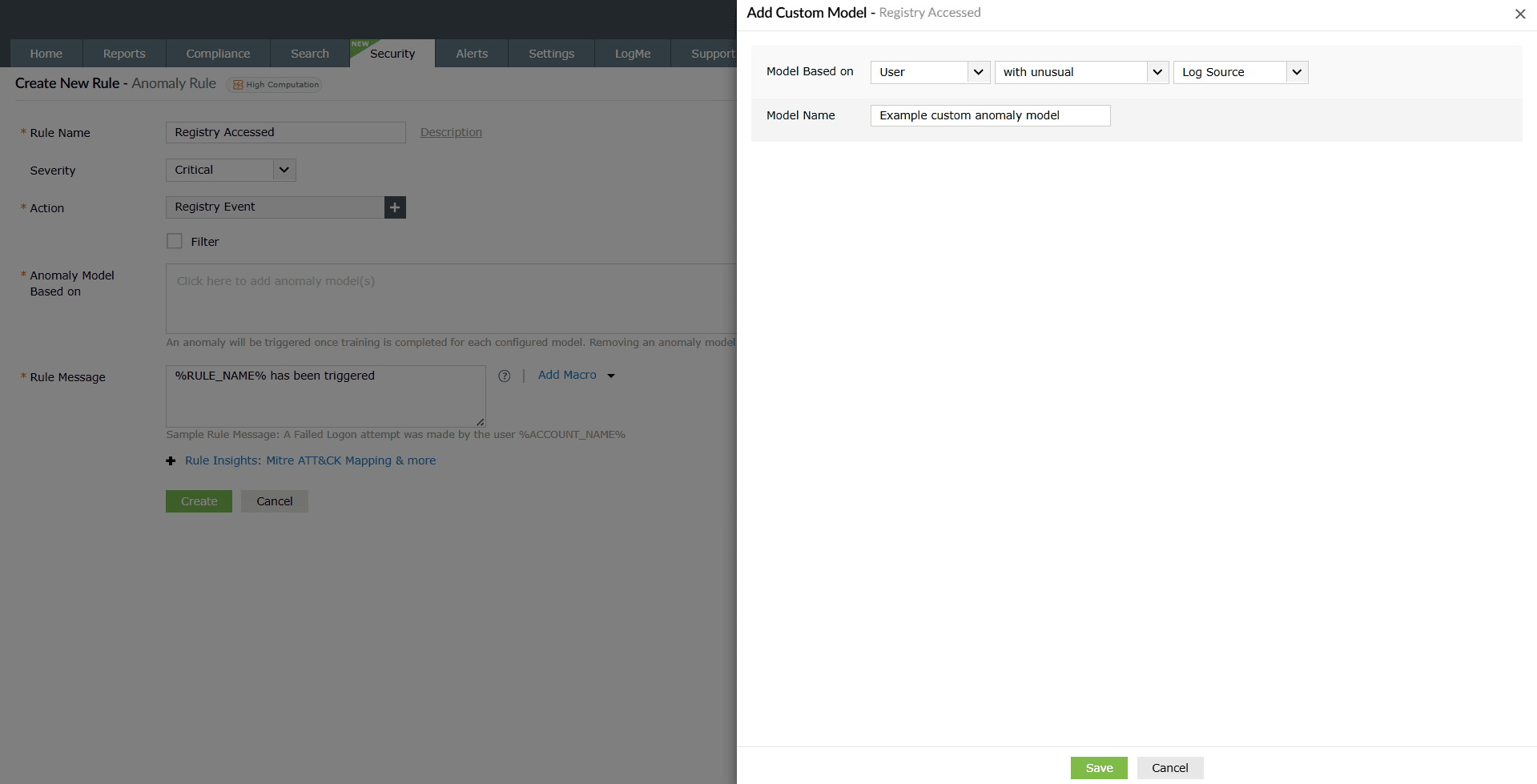 Creating anomaly rule
