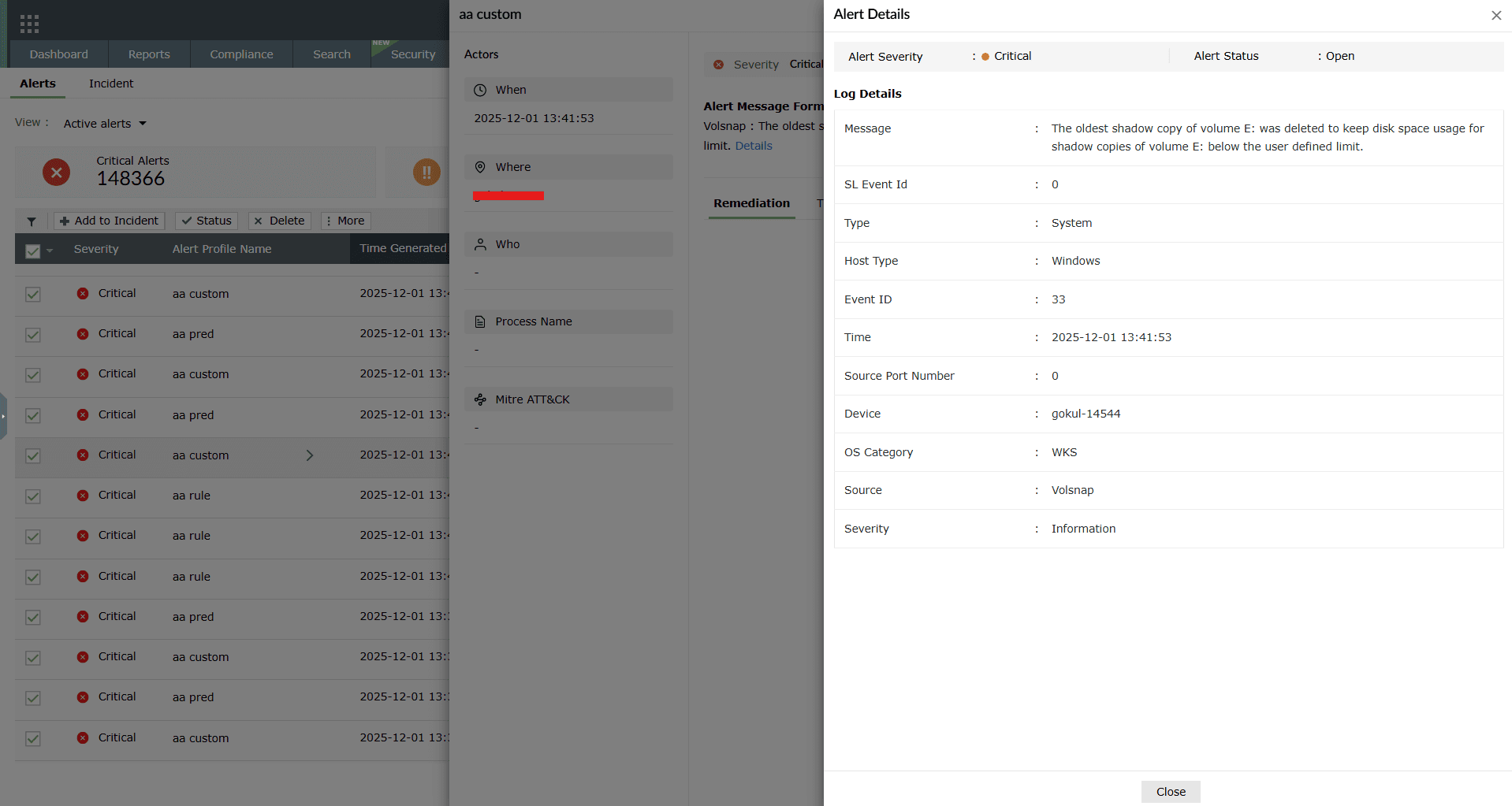 View Log Alerts