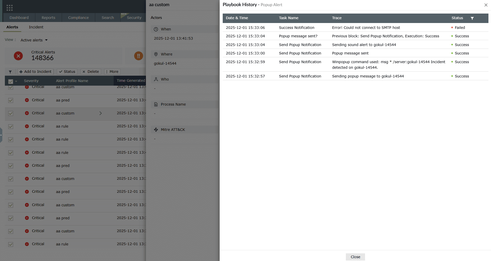 View Log Alerts