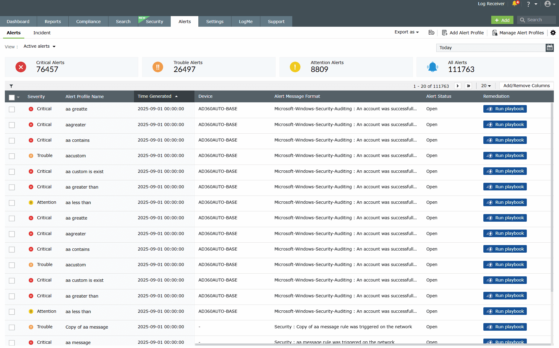 View Log Alerts