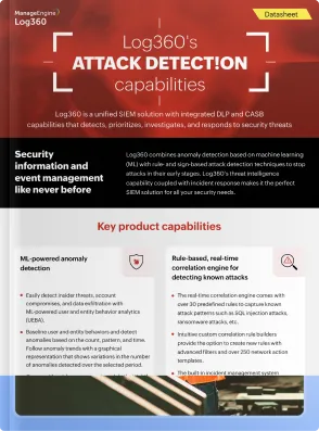 Attack detection capabilities | ManageEngine Log360