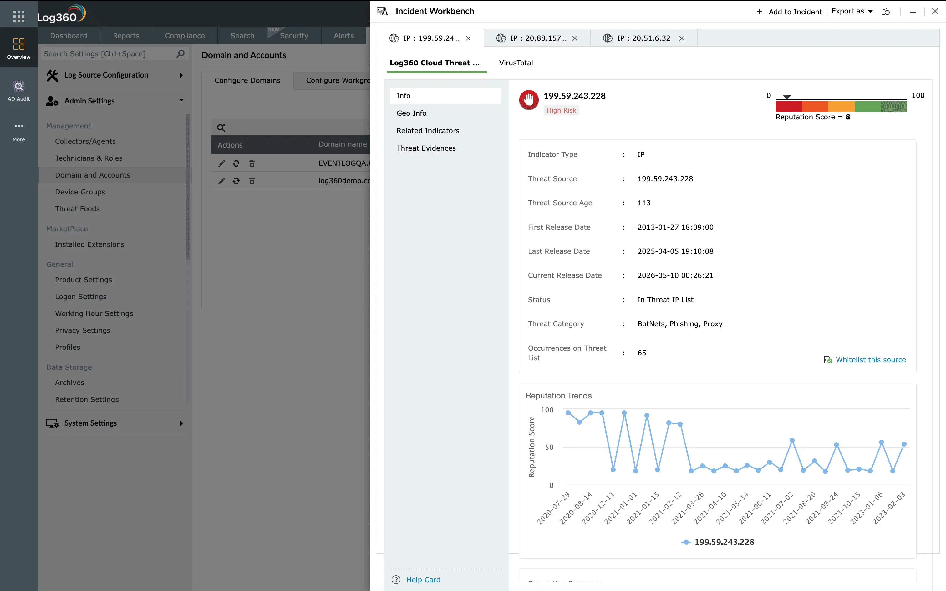 Threat investigation using incident workbench