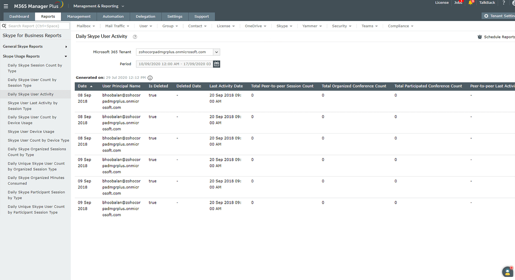 Track Skype for Business user activity