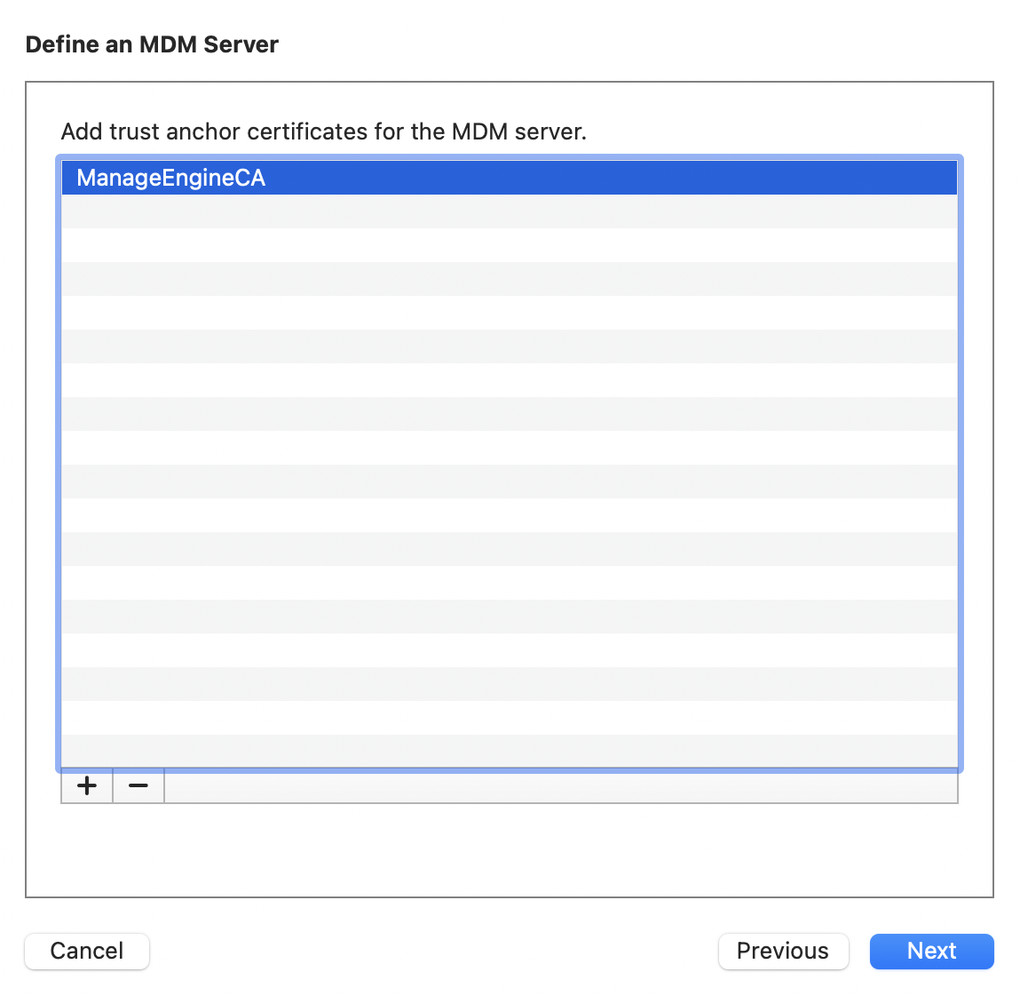 Creating New MDM Server on Apple Configurator