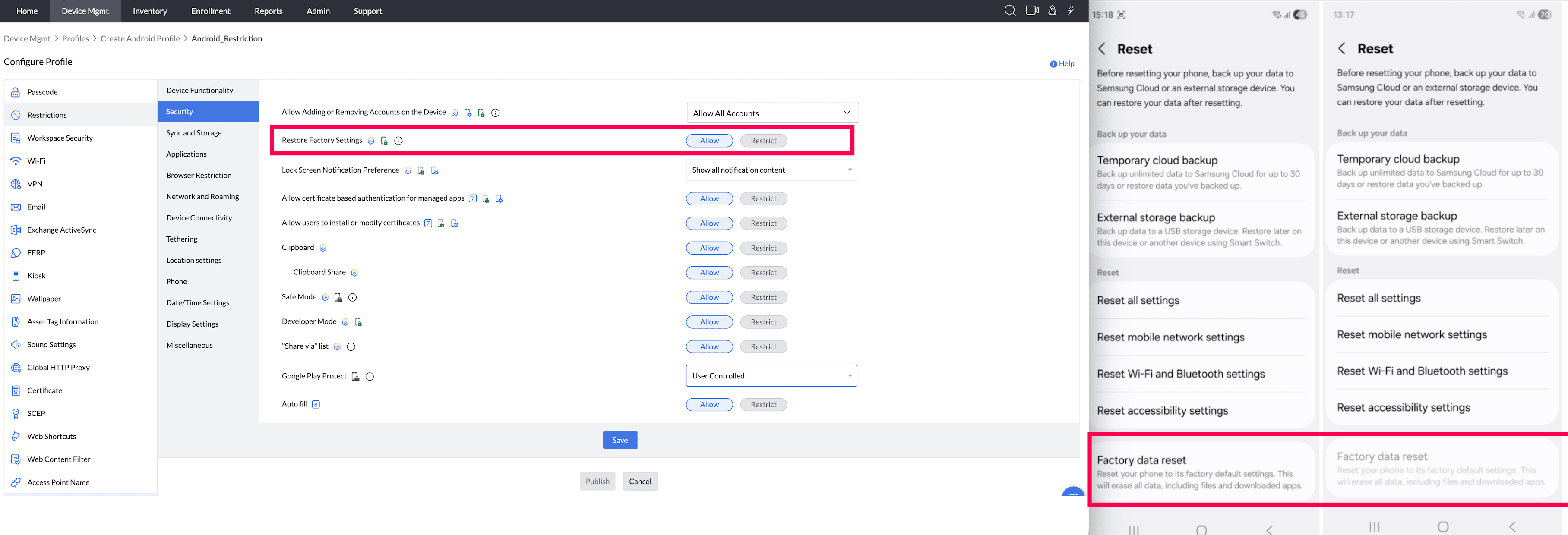 Restore Factory Settings